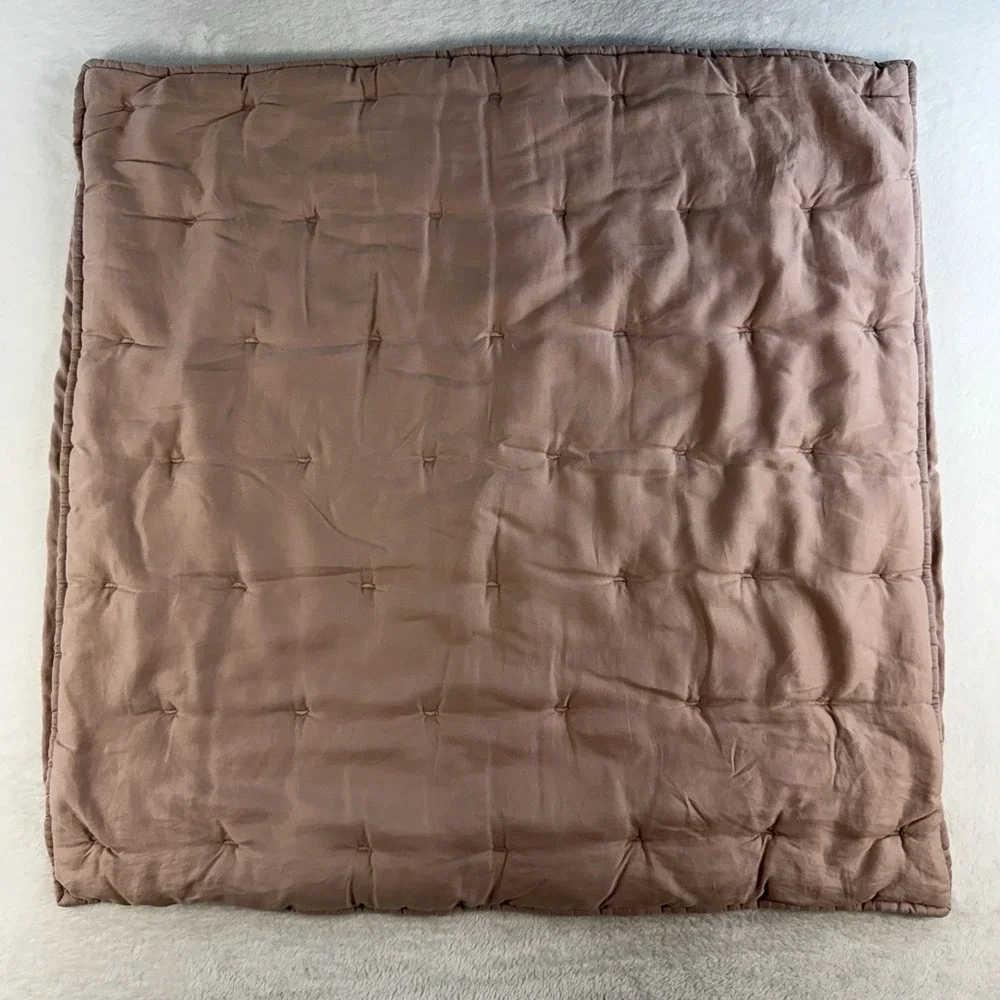 West Elm‎ Set Of 2 Lush Tack Stitch Euro Sham Pink Quilted Pillow Cover Bedding